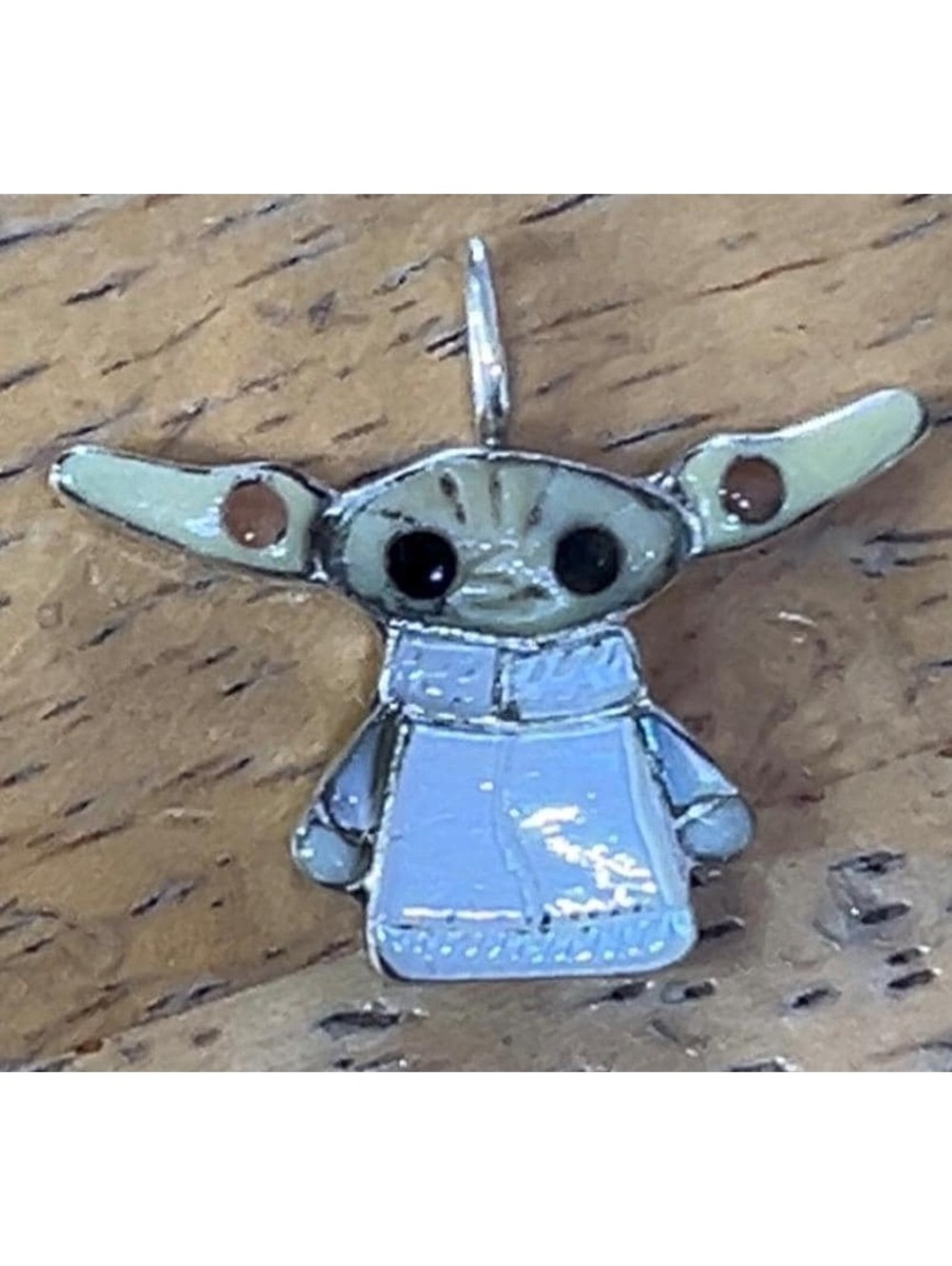 Zuni jewelry handmade sterling silver yoda inlay pendant mother of pearl charm